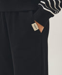 W BASIC FOLD-OVER SWEAT PANTS IN BLACK image 2