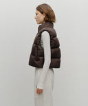 W CLASSIC LOGO CROP DOWN VEST IN DARK BROWN image 2