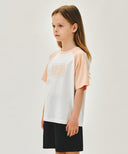 KIDS CLASSIC LOGO OVERSIZED RAGLAN TEE IN CORAL PINK