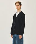 SMALL CLASSIC LOGO V-NECK KNIT CARDIGAN IN BLACK image 2