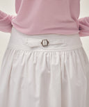 W COTTON WAIST WRINKLE SKIRT IN WHITE image 2