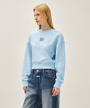 W FLOWER CLASSIC LOGO CROP SWEATSHIRT IN SKY BLUE image 2