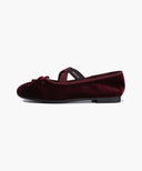 W CROSS BANDING VELVET FLAT SHOES IN BURGUNDY image 2