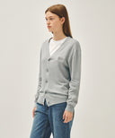 SMALL CLASSIC LOGO V-NECK KNIT CARDIGAN IN GRAY image 2