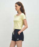W BASIC CROP TEE IN LIGHT YELLOW image 2