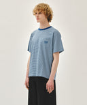 SMALL CLASSIC LOGO STRIPE RINGER TEE IN BLUE image 2