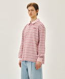 STRIPE PIQUE LONG SLEEVE TEE IN PINK image 2