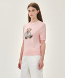 W DOODLE BEAR HALF KNIT PULLOVER IN LIGHT PINK image 2
