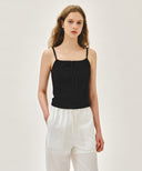 W CRINKLE SLEEVELESS + CARDIGAN SET IN BLACK image 2