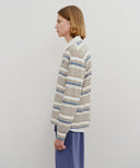 STRIPE COLLAR LONG SLEEVE IN BEIGE image 2