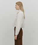 W CROP SHEARLING DENIM JACKET IN ECRU image 2