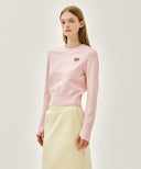 W SMALL CLASSIC LOGO CROP KNIT PULLOVER IN PINK image 2