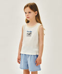 KIDS WAFFLE RINGER SLEEVELESS IN IVORY image 2