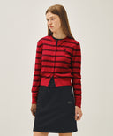 W STRIPE KNIT CARDIGAN IN RED image 2