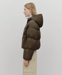 W REGULAR LOGO HOODED CROP DOWN JACKET IN BROWN image 2