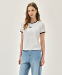 W CLASSIC LOGO RINGER TEE IN WHITE image 2
