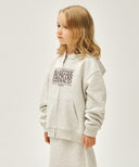 KIDS CLASSIC LOGO EMBROIDERY HOODIE ZIP-UP IN OATMEAL image 2