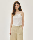 W CRINKLE SLEEVELESS + CARDIGAN SET IN WHITE image 2