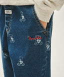 KIDS BEAR PRINTED DENIM PANTS IN DARK BLUE image 2