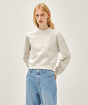 W CLASSIC LOGO CROP SWEATSHIRT IN OATMEAL image 2