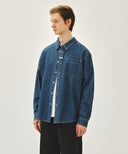 UNI BASIC DENIM SHIRT IN BLUE image 2