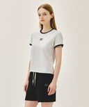 W CLASSIC LOGO RINGER TEE IN LIGHT HEATHER GREY image 2