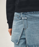 W LAYERED SKIRT DENIM PANTS IN LIGHT BLUE image 2