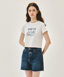 W FRENCH GRAPHIC CROP TEE IN WHITE image 2