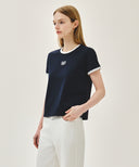 W CLASSIC LOGO RINGER TEE IN NAVY image 2