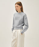 W CLASSIC LOGO CROP SWEATSHIRT IN HEATHER GREY image 2