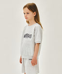 KIDS RAGLAN SHORT SLEEVE SWEATSHIRT IN LIGHT HEATHER GREY image 2