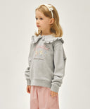 KIDS W FRILL COLLAR SWEATSHIRT IN HEATHER GREY image 2