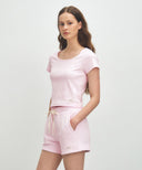 W BASIC CROP TEE IN LIGHT PINK image 2