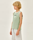 KIDS WAFFLE RINGER SLEEVELESS IN MINT image 2
