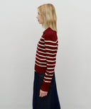 W STRIPE POLO KNIT IN BURGUNDY image 5