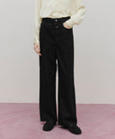 W SKIRT LAYERED DENIM PANTS IN BLACK image 2
