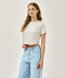 W SILVER LETTERING CROP TEE IN IVORY image 2