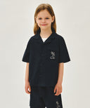 KIDS SEERSUCKER HALF SHIRT IN NAVY image 2