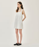 W DENIM SLEEVELESS DRESS IN OFF WHITE image 2