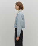 W CROP SHEARLING DENIM JACKET IN LIGHT BLUE image 2
