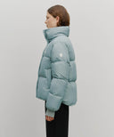 W WIDE COLLAR DOWN JACKET IN ASH BLUE image 2