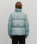 W WIDE COLLAR DOWN JACKET IN ASH BLUE image 3