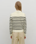 W STRIPE POLO KNIT IN IVORY image 3
