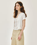 W CRINKLE SLEEVELESS + CARDIGAN SET IN WHITE image 3