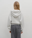 W SMALL CLASSIC LOGO CROP HOODIE IN LIGHT HEATHER GREY