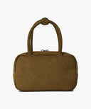 CLASSIC LOGO SQUARE SUEDE MINI TOTE BAG IN CAMEL image 3