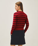 W STRIPE KNIT CARDIGAN IN RED image 3