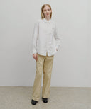 W COTTON CURVED LINE PANTS IN BEIGE image 3