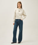 W HIGH STRAIGHT DENIM PANTS IN DARK BLUE image 3