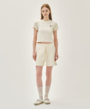 W LACE DETAIL SWEAT SHORTS IN IVORY image 3